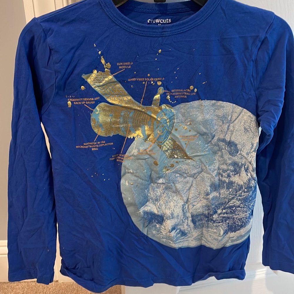 JCrew crewcuts blue space long sleeve tshirt glows in dark